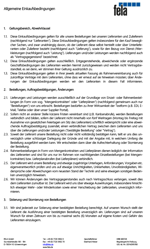 Allgemeine Einkaufsbedingungen